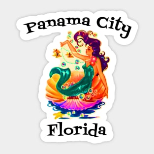 Panama City Florida Mermaid Retro Sticker